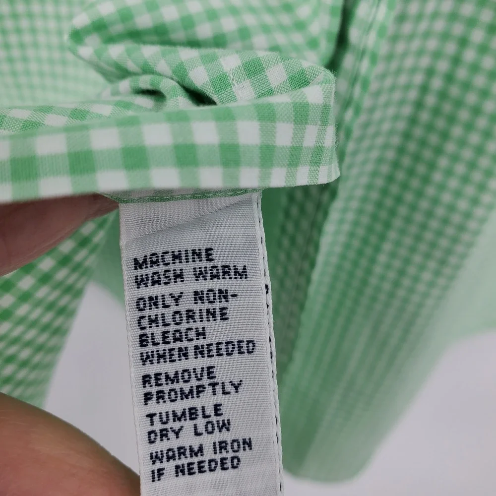 Polo Ralph Lauren Men's‎ Green Gingham Custom Fit Button Down Shirt 17.5 Preppy